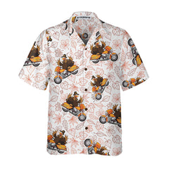 Thanksgiving Turkey Riding Motorcycle Thanksgiving Hawaiian Shirt, Funny Turkey Gift For Thanksgiving - Hyperfavor