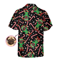 The Pug Elf Custom Hawaiian Shirt, Funny Pug Christmas Shirt For Men & Women, Personalized Christmas Gift - Hyperfavor
