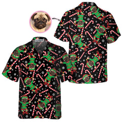 The Pug Elf Custom Hawaiian Shirt, Funny Pug Christmas Shirt For Men & Women, Personalized Christmas Gift - Hyperfavor