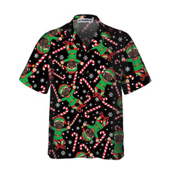 The Pug Elf Custom Hawaiian Shirt, Funny Pug Christmas Shirt For Men & Women, Personalized Christmas Gift - Hyperfavor
