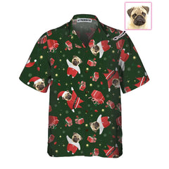 The Pug Santa Custom Hawaiian Shirt, Pug Christmas Shirt For Men & Women, Personalized Christmas Gift Idea - Hyperfavor