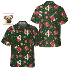 The Pug Santa Custom Hawaiian Shirt, Pug Christmas Shirt For Men & Women, Personalized Christmas Gift Idea - Hyperfavor
