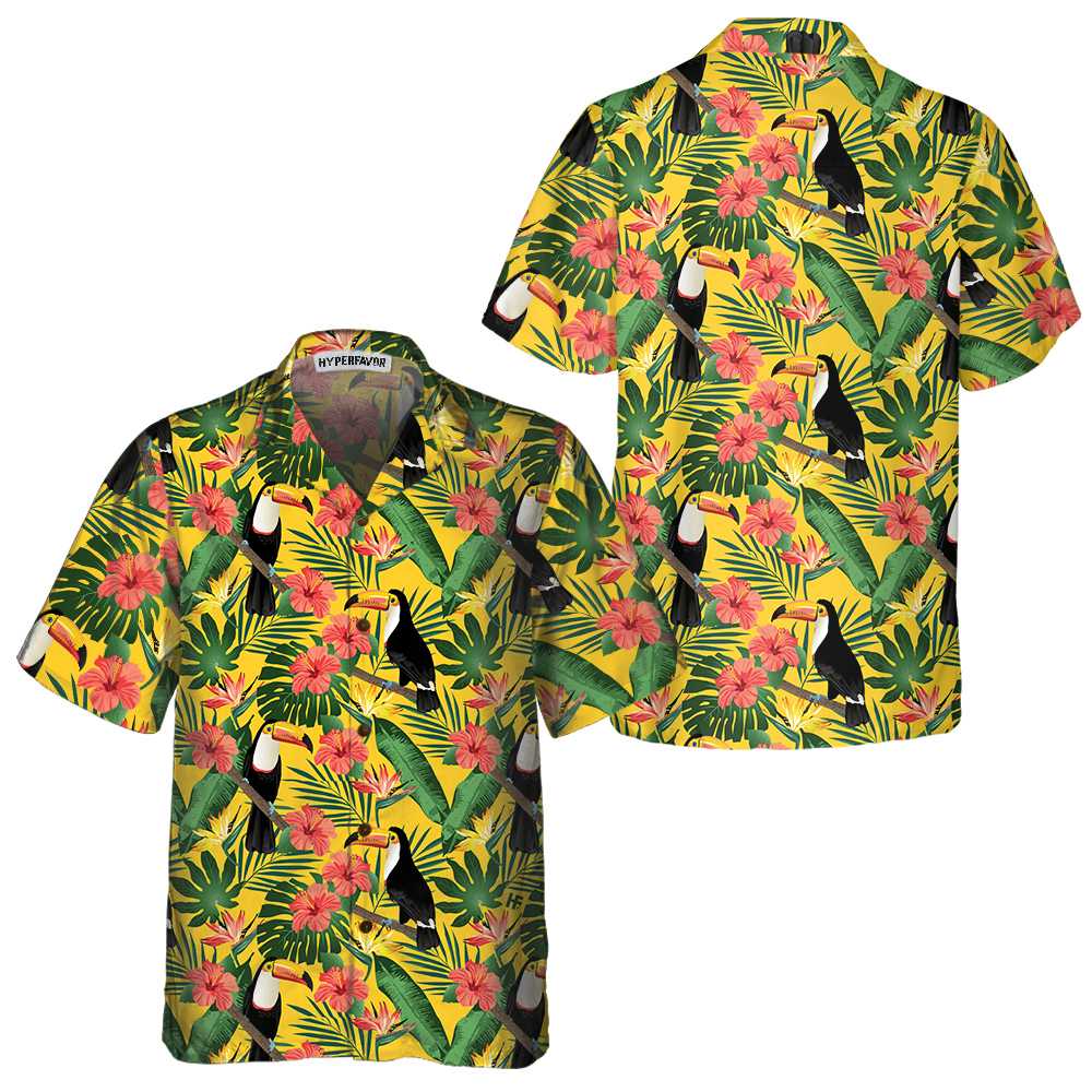 Toucan Birds And Palm Leaves Hawaiian Shirt, Tropical Toucan Shirt, Toucan Print Shirt For Men & Women - Hyperfavor