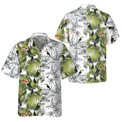 Toucan & Palm Branches Hawaiian Shirt, Tropical Toucan Shirt For Adults, Cool Toucan Print Shirt - Hyperfavor