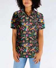 Traditional Embroidery Dia De Los Muertos Hawaiian Shirt, Unique Day Of The Dead Shirt - Hyperfavor