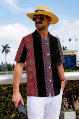 Traditional Tribal Pattern Native American Hawaiian Shirt, Ethnic Pattern American Indian Shirt - Hyperfavor