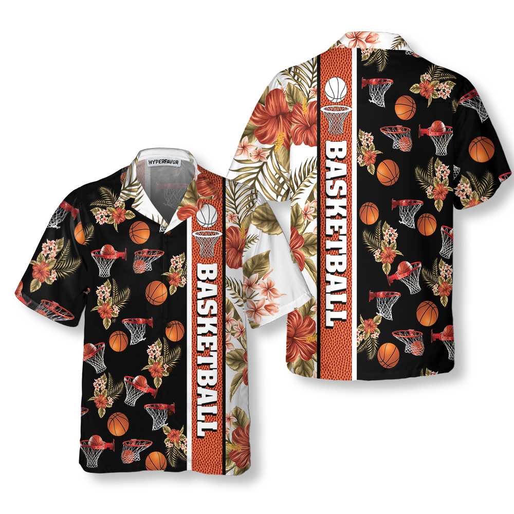 Tropical Basketball Hawaiian Shirt, Button Up Basketball Shirt For Men & Women, Best Gift For Basketball Lover - Hyperfavor
