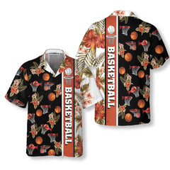 Tropical Basketball Hawaiian Shirt, Button Up Basketball Shirt For Men & Women, Best Gift For Basketball Lover - Hyperfavor