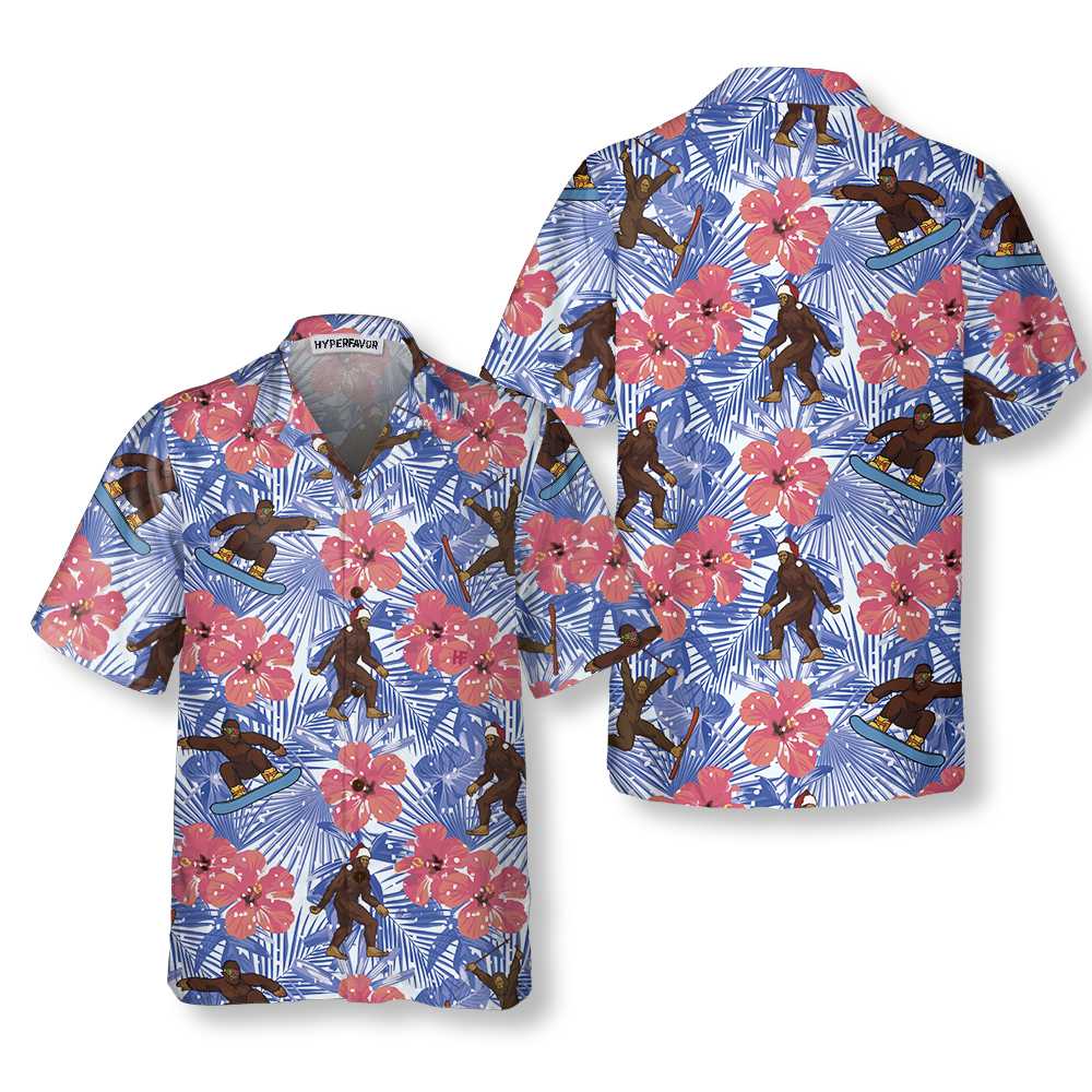 Tropical Christmas Bigfoot Hawaiian Shirt, Funny Christmas Bigfoot Shirt, Gift For Christmas - Hyperfavor