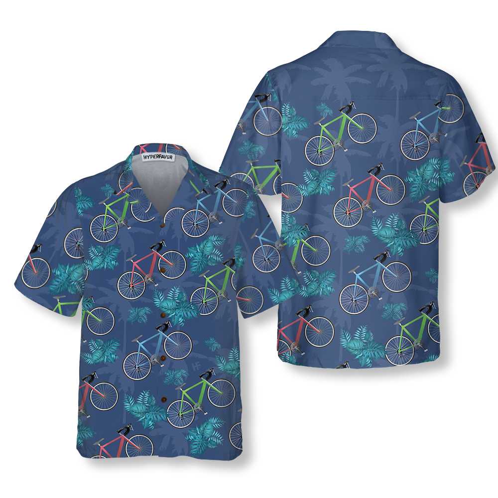 Tropical Cycling Hawaiian Shirt, Unique Cycling Shirt For Men & Women, Cycling Gift Idea - Hyperfavor