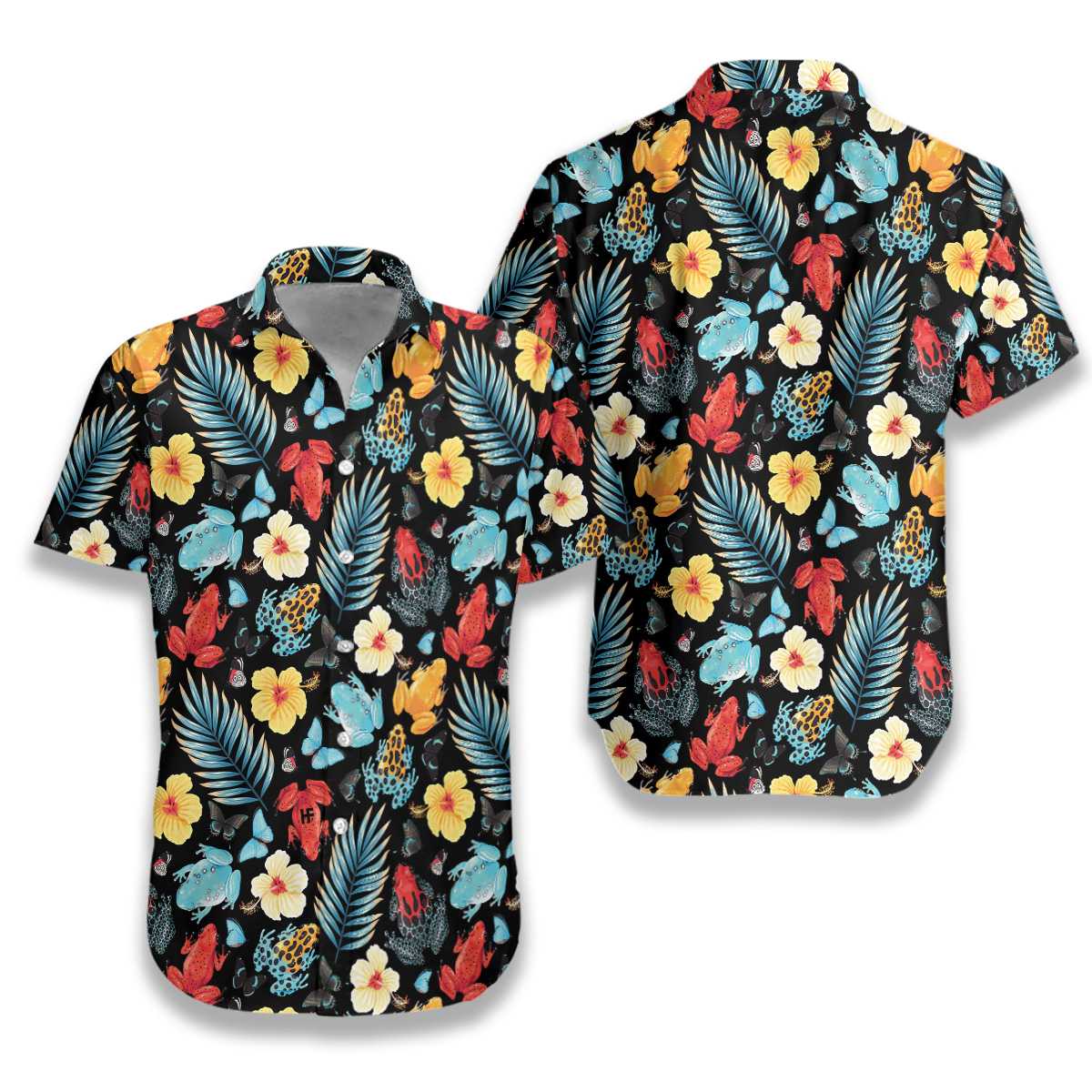 Tropical Flowers And Frogs Hawaiian Shirt - Hyperfavor