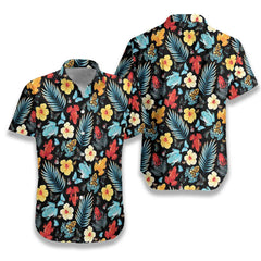 Tropical Flowers And Frogs Hawaiian Shirt - Hyperfavor