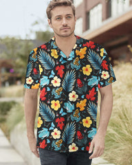 Tropical Flowers And Frogs Hawaiian Shirt - Hyperfavor