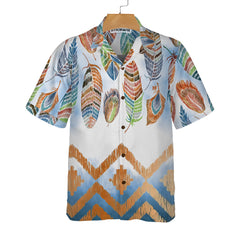 Tropical Peacock Feathers Native American Hawaiian Shirt. Vintage Native American Shirt For Men And Women - Hyperfavor