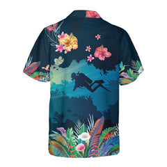 Tropical Scuba Diving Hawaiian Shirt, Scuba Diving Shirt For Men, Cool Gift For Scuba Diving Lover - Hyperfavor