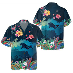 Tropical Scuba Diving Hawaiian Shirt, Scuba Diving Shirt For Men, Cool Gift For Scuba Diving Lover - Hyperfavor
