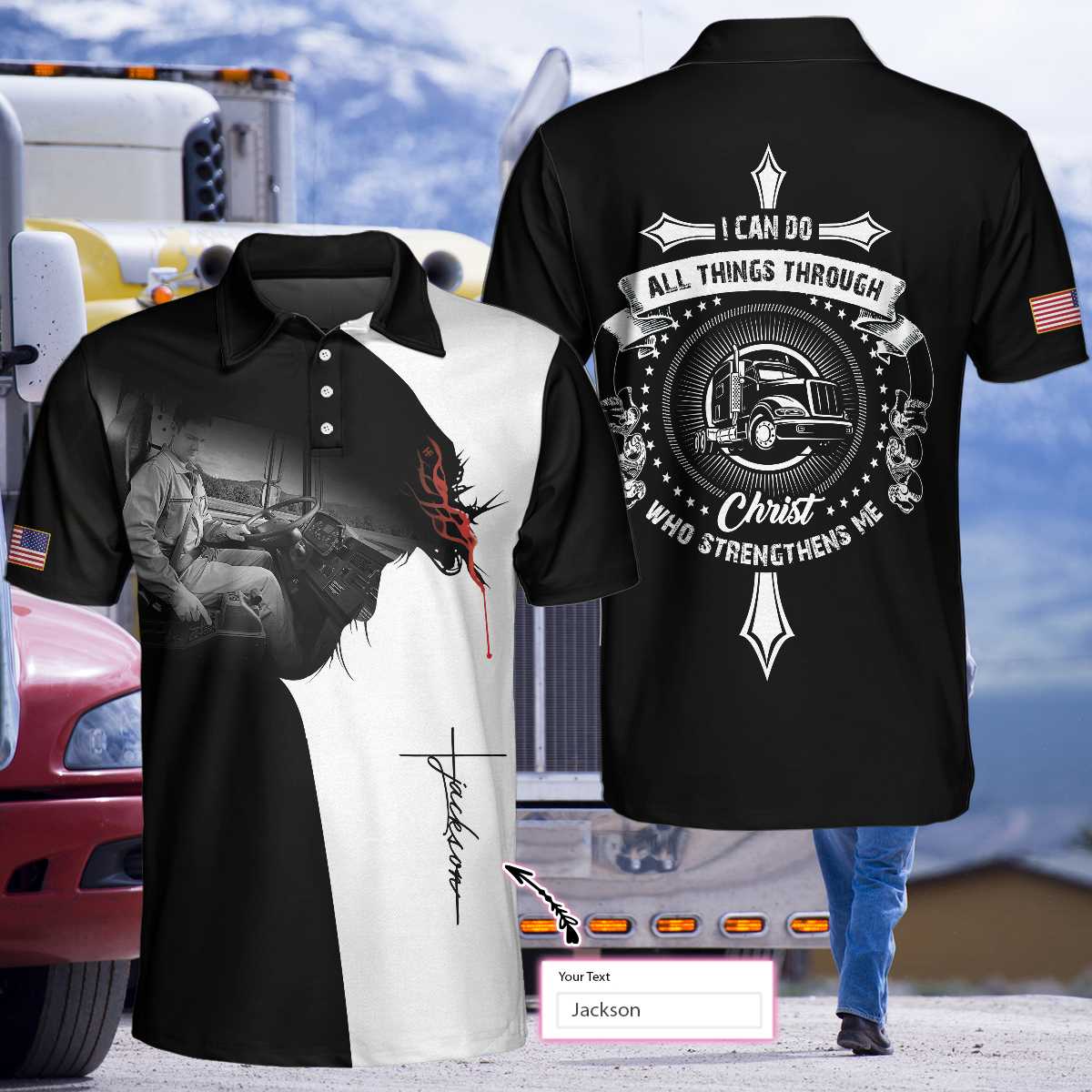 Trucker I Can Do All Things Custom Polo Shirt - Hyperfavor