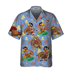 Turkey Playing American Football Thanksgiving Hawaiian Shirt, Funny Turkey Hawaiian , Gift For Thanksgiving Day - Hyperfavor