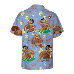 Turkey Playing American Football Thanksgiving Hawaiian Shirt, Funny Turkey Hawaiian , Gift For Thanksgiving Day - Hyperfavor