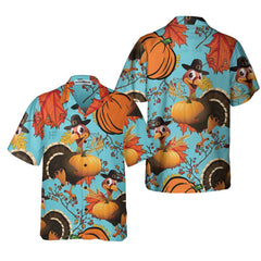 Turkey Thanksgiving Hawaiian Shirt, Funny Pumpkin Turkey Shirt, Unique Thanksgiving Gift - Hyperfavor