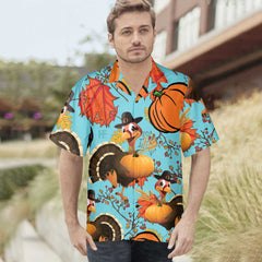 Turkey Thanksgiving Hawaiian Shirt, Funny Pumpkin Turkey Shirt, Unique Thanksgiving Gift - Hyperfavor