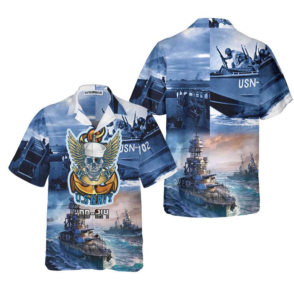 U.S Navy DD-214 Hawaiian Shirt, Proud Veteran Shirt, Meaningful Gift For US Navy Veteran - Hyperfavor