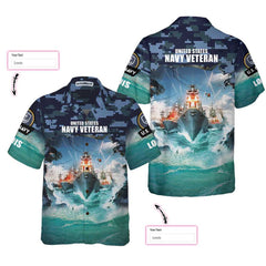U.S. Navy Veteran Custom Hawaiian Shirt, Proud Veteran Shirt, Meaningful Gift For Veteran Day - Hyperfavor