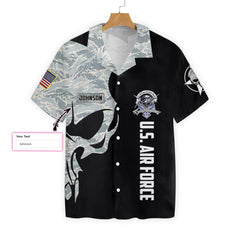 US Air Force Digital Camo Skull EZ05 3008 Custom Hawaiian Shirt - Hyperfavor
