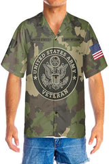 US Army Veteran Hawaiian Shirt, Green Camouflage Army Veteran Shirt - Hyperfavor
