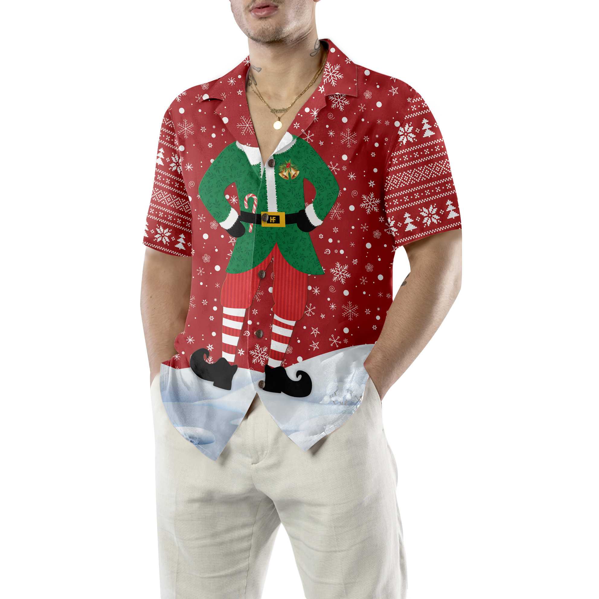 Unique Christmas Elf Costume Design Hawaiian Shirt, Funny Elf Christmas Shirt, Best Xmas Gift Idea - Hyperfavor