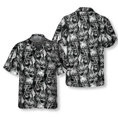 Unique Skull Day Of The Dead Hawaiian Shirt, Black And White Mexican Skull Shirt, Best Day Of The Dead Gift - Hyperfavor
