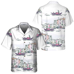 Venice Boat Hawaiian Shirt, Short Sleeve Sailboat Shirt, Unique Nautical Shirt - Hyperfavor