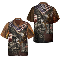 Veteran US Flag Eagle Hawaiian Shirt, Proud Veteran Shirt, Meaningful Gift For Veteran Day - Hyperfavor