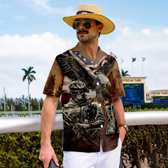 Veteran US Flag Eagle Hawaiian Shirt, Proud Veteran Shirt, Meaningful Gift For Veteran Day - Hyperfavor