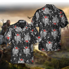 Viking Head Hawaiian Shirt, Seamless Pattern God Odin Viking Shirt - Hyperfavor