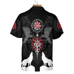 Viking Raven And Wolf Viking Hawaiian Shirt, Wolf Viking Shirt Short Sleeve - Hyperfavor