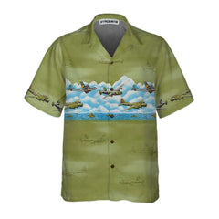 Vintage Aircraft Camo Pattern Hawaiian Shirt, Military Aircraft Aviation Shirt For Men - Hyperfavor