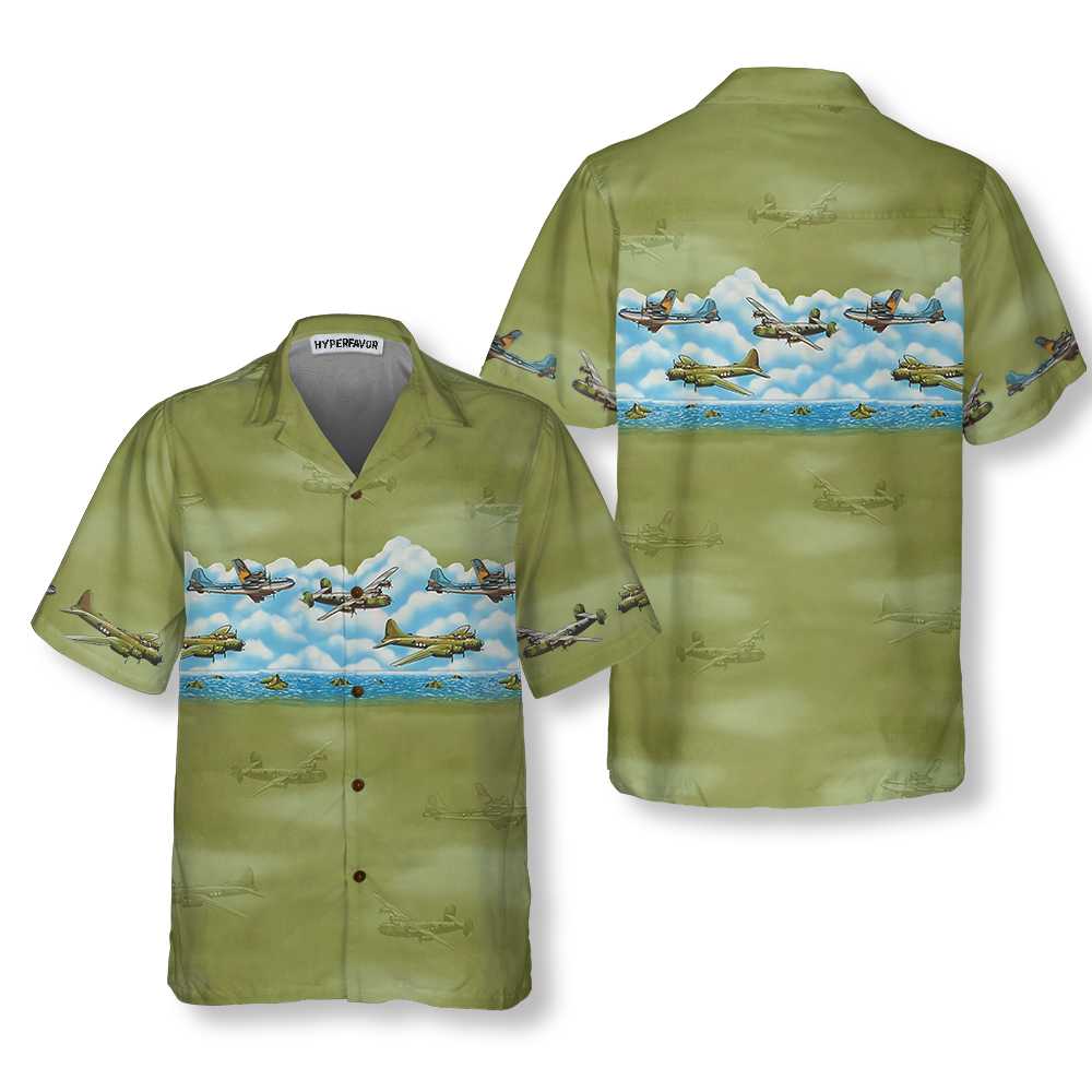 Vintage Aircraft Camo Pattern Hawaiian Shirt, Military Aircraft Aviation Shirt For Men - Hyperfavor