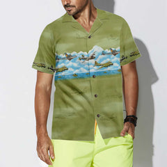 Vintage Aircraft Camo Pattern Hawaiian Shirt, Military Aircraft Aviation Shirt For Men - Hyperfavor