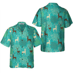 Vintage Christmas Reindeer Seamless Pattern Hawaiian Shirt, Unique Gift For Christmas - Hyperfavor