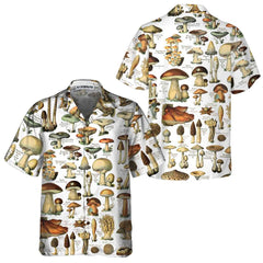 Vintage Fungi Hawaiian Shirt, Types Of Mushroom Shirt For Men & Women, Gift For Mushroom Lovers - Hyperfavor