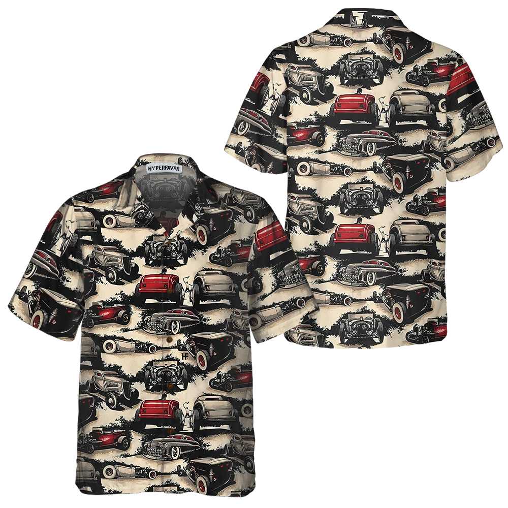 Vintage Hot Rod Hawaiian Shirt, Retro Hot Rod Shirt For Men - Hyperfavor