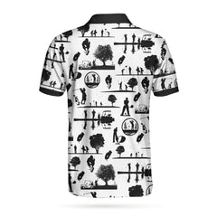 Vintage Silhouette Golfers All Over Print Polo Shirt - Hyperfavor