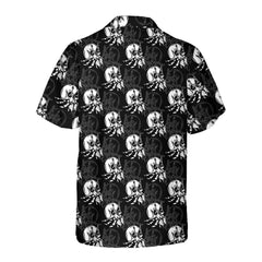 Vintage Style Skull Shell Hermit Crab Seamless Pattern Hawaiian Shirt, Unique Crab Shirt, Crab Print Shirt - Hyperfavor