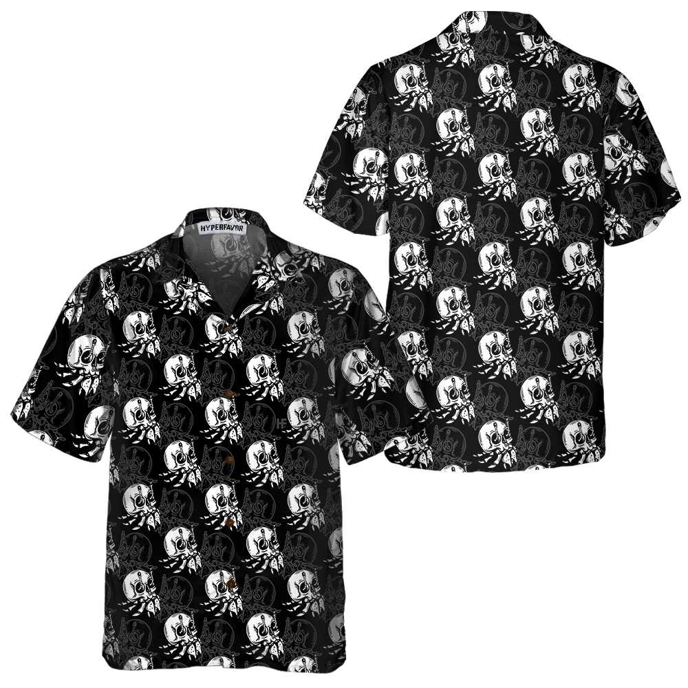 Vintage Style Skull Shell Hermit Crab Seamless Pattern Hawaiian Shirt, Unique Crab Shirt, Crab Print Shirt - Hyperfavor
