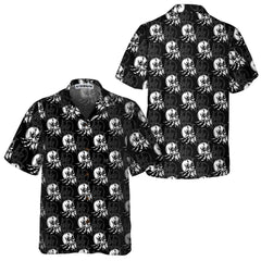 Vintage Style Skull Shell Hermit Crab Seamless Pattern Hawaiian Shirt, Unique Crab Shirt, Crab Print Shirt - Hyperfavor