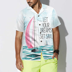 Watercolor Sailboat Hawaiian Shirt, Short Sleeve Sailboat Shirt, Unique Nautical Shirt - Hyperfavor