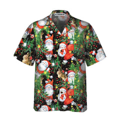 Watercolor Santa Pattern Hawaiian Shirt, Funny Christmas Santa Shirt, Gift For Christmas - Hyperfavor