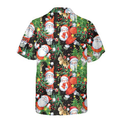 Watercolor Santa Pattern Hawaiian Shirt, Funny Christmas Santa Shirt, Gift For Christmas - Hyperfavor