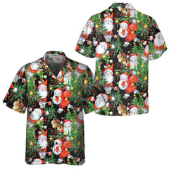 Watercolor Santa Pattern Hawaiian Shirt, Funny Christmas Santa Shirt, Gift For Christmas - Hyperfavor